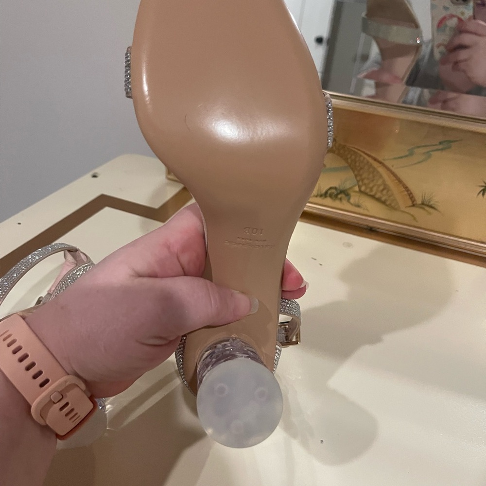 kate spade Nude and Silver Crystal Heel Sandals - Picture 6 of 7